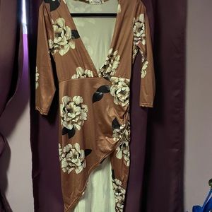 High split , low high v neck dress